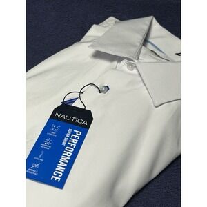 Nautica Slim Fit Mens Dress Shirt Long Sleeve Performance White 17-17.5 34/45